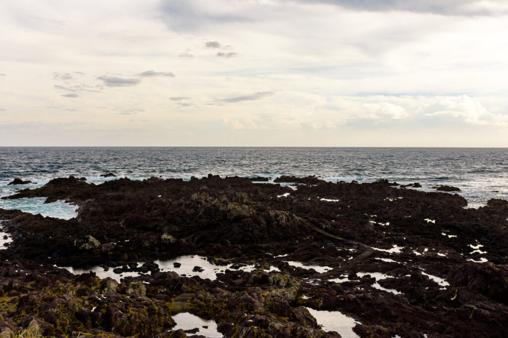 薩摩半島最南端の長崎鼻から東シナ海を眺める。